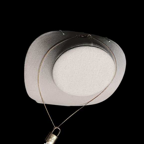 Authentic Louis Vuitton vintage patina Lock Key Necklace Gold Tone w/ 24" Chain - Picture 5 of 11